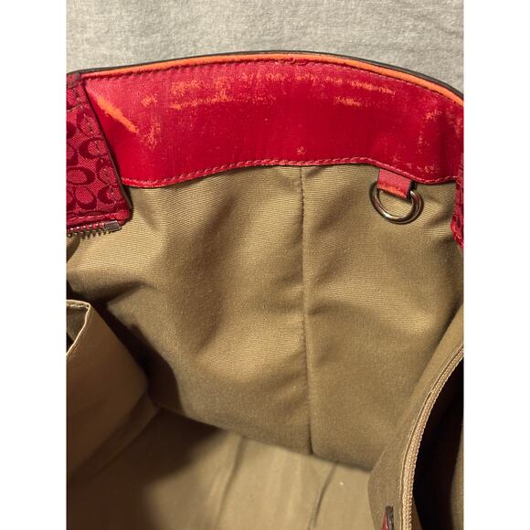 Coach Red Signature Gallery Tote Handbag Excellent Condition - Picture 13 of 13